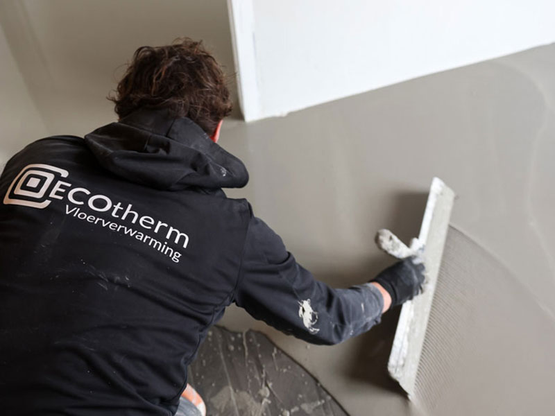 Afwerken vloer na frezen vloerwarming Ecotherm