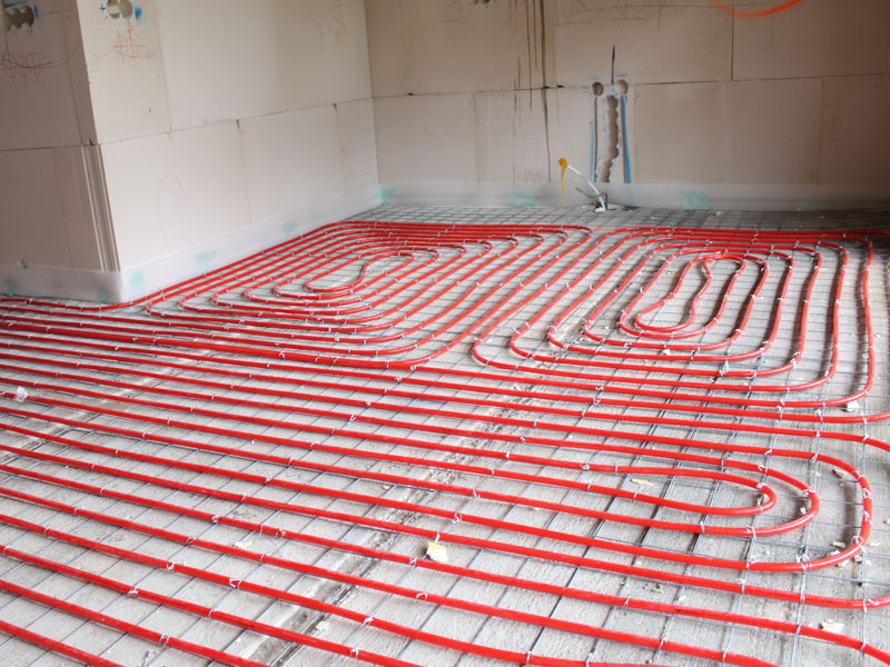 Vloerverwarmingsbuizen op tackerplaat Ecotherm Vloerverwarming